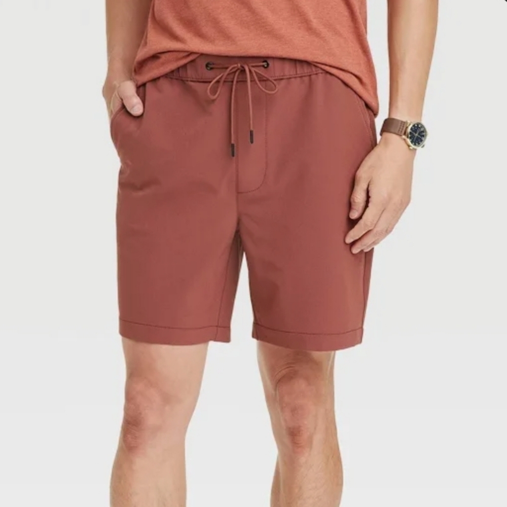 Men's 7" Woven Tech Jogger Pull-On Shorts - Goodfellow & Co Rust XXL